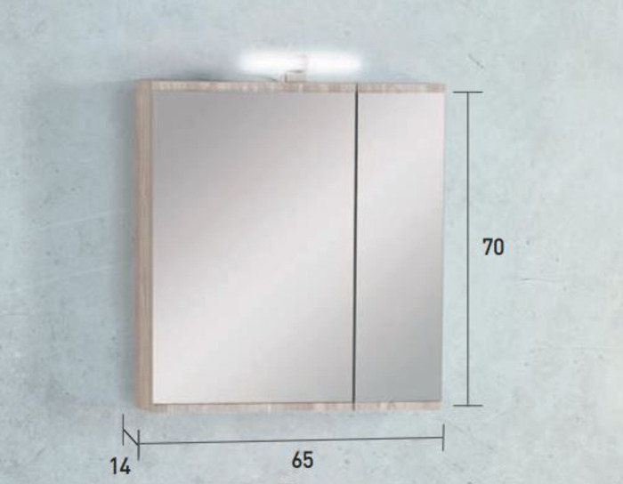 Pro Bagno Elegant 956 - Άνω μέρος A καθρέπτης ντουλάπι με απλίκα LED- ΛΕΥΚΗ ΛΑΚΑ